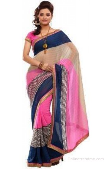 Fabdeal Printed Banarasi Georgette Sari